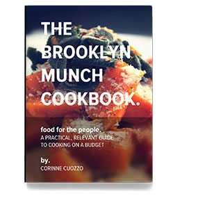 Book cover of The Brooklyn Munch Cookbook by Corinne Cuozzo