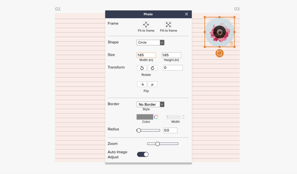 BookWright grids and shape feature showing a way to enhance images